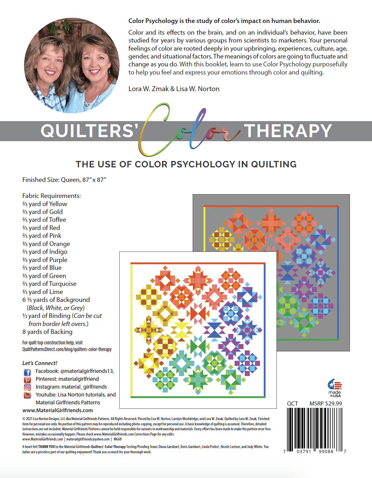 Quilters' Color Therapy Block E Tutorial by Material Girlfriends, Lora Zmak  and Lisa Norton 